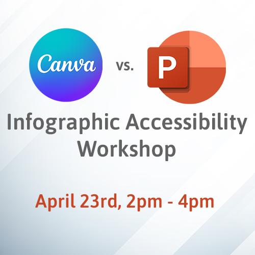 canva vs. powerpoint Infographic accessibility workshop april 23rd, 2pm to 4pm