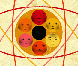 Graphic of multi-colored faces.