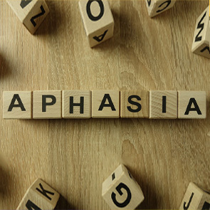 lettered blocks spell out "aphasia"